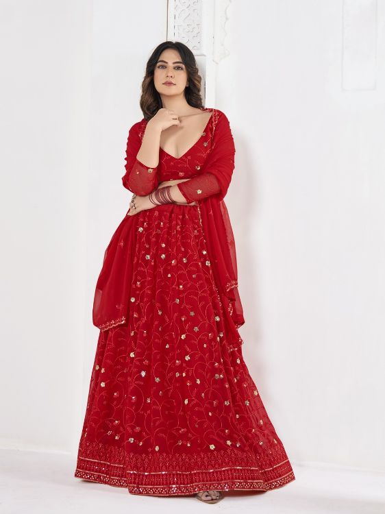 Picture of Charming Georgette Red Lehenga Choli