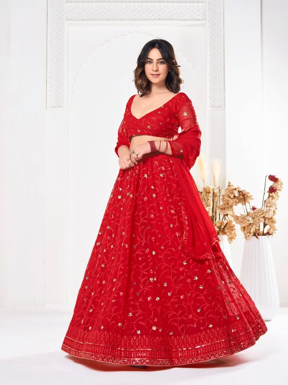 Picture of Charming Georgette Red Lehenga Choli
