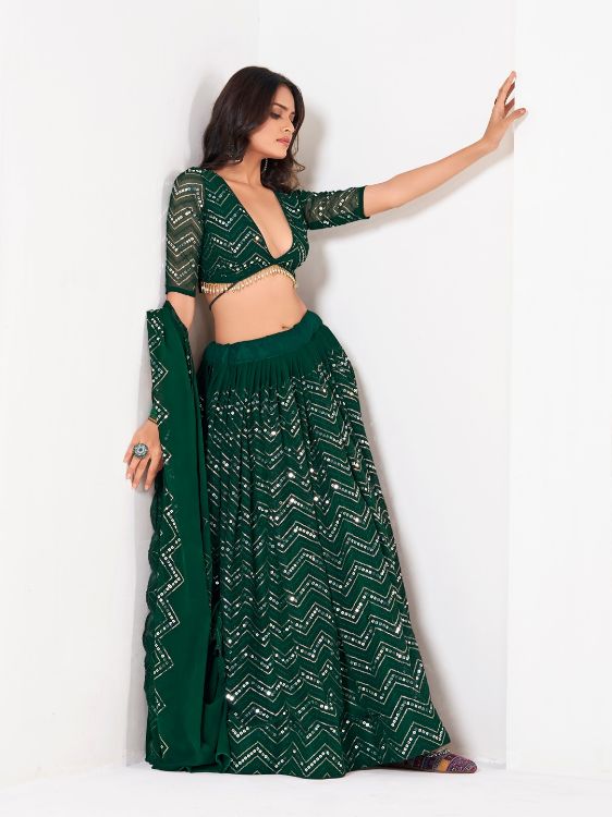 Picture of Charming Georgette Green Lehenga Choli