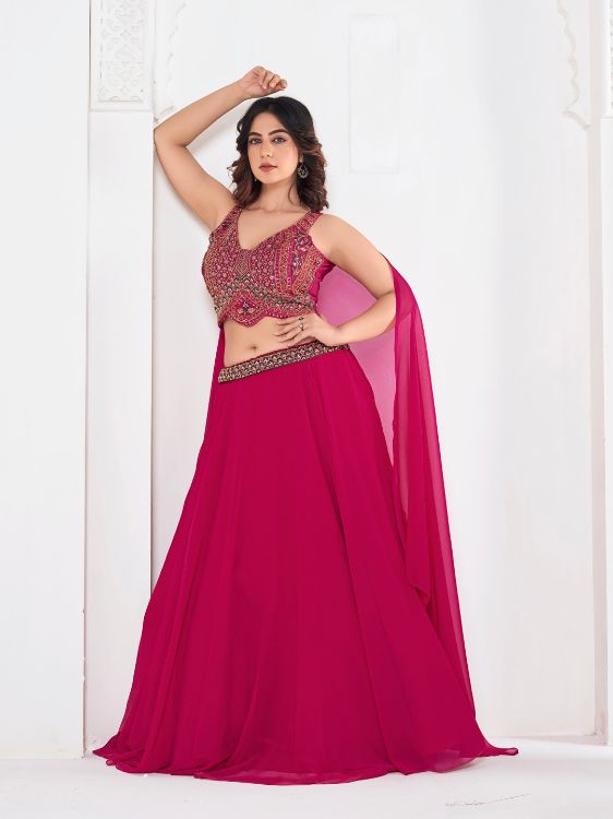 Picture of Ideal Georgette Deep Pink Lehenga Choli