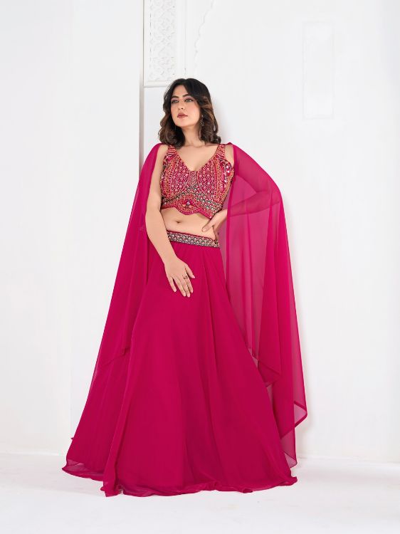Picture of Ideal Georgette Deep Pink Lehenga Choli