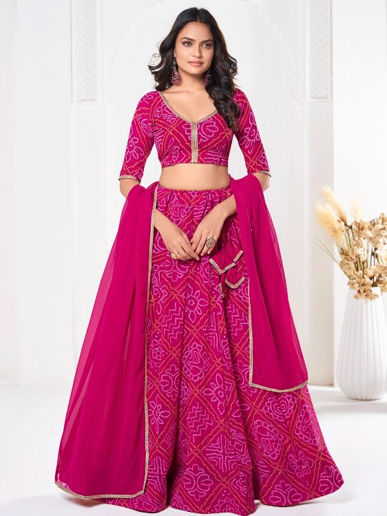 Picture of Alluring Georgette Deep Pink Lehenga Choli