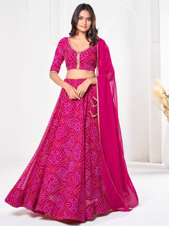 Picture of Alluring Georgette Deep Pink Lehenga Choli