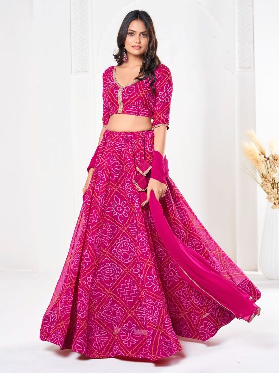 Picture of Alluring Georgette Deep Pink Lehenga Choli
