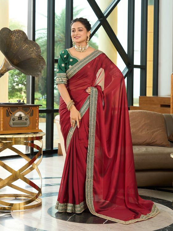 Picture of Elegant Rangoli Silk Maroon Saree