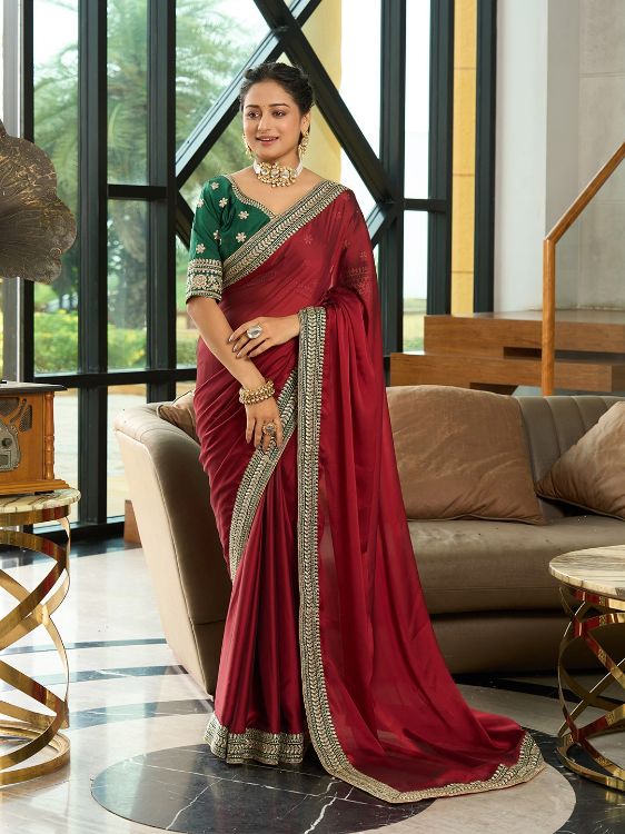 Picture of Elegant Rangoli Silk Maroon Saree
