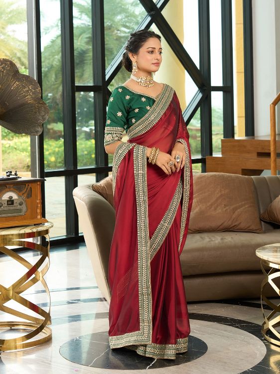 Picture of Elegant Rangoli Silk Maroon Saree