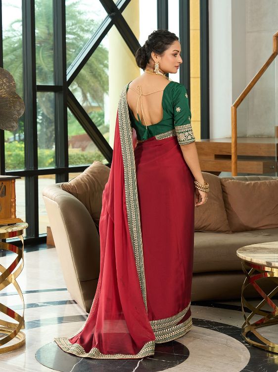 Picture of Elegant Rangoli Silk Maroon Saree