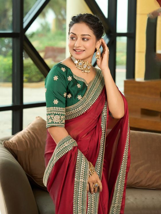 Picture of Elegant Rangoli Silk Maroon Saree