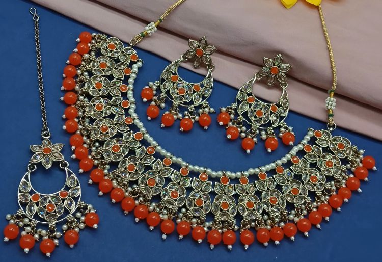 Picture of Nice Alloy Orange Necklace