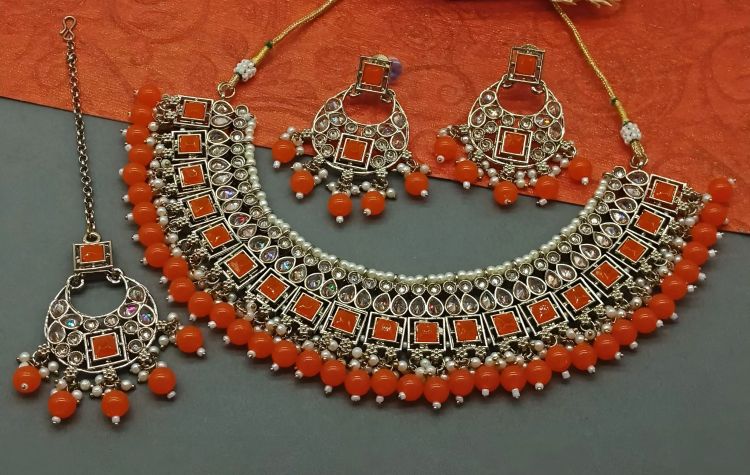 Picture of Taking Alloy Orange Necklace