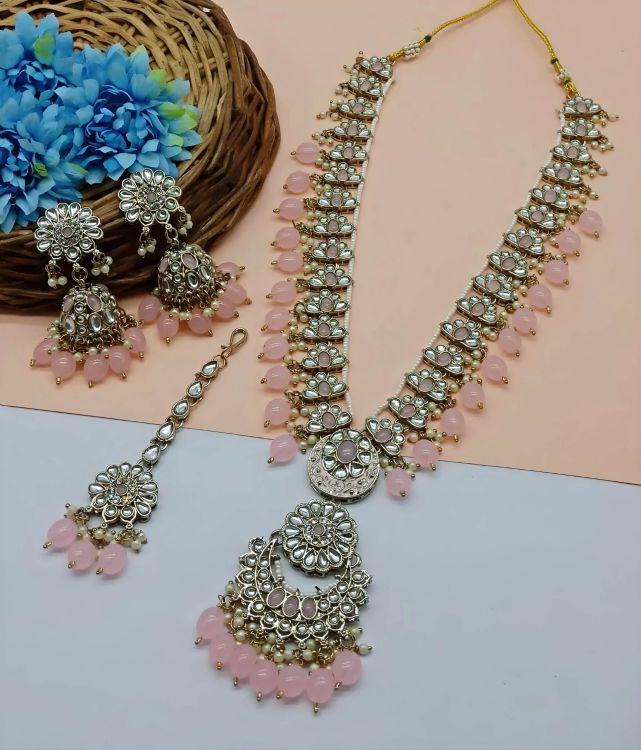 Picture of Sublime Alloy & Stone & Moti Pink Necklace
