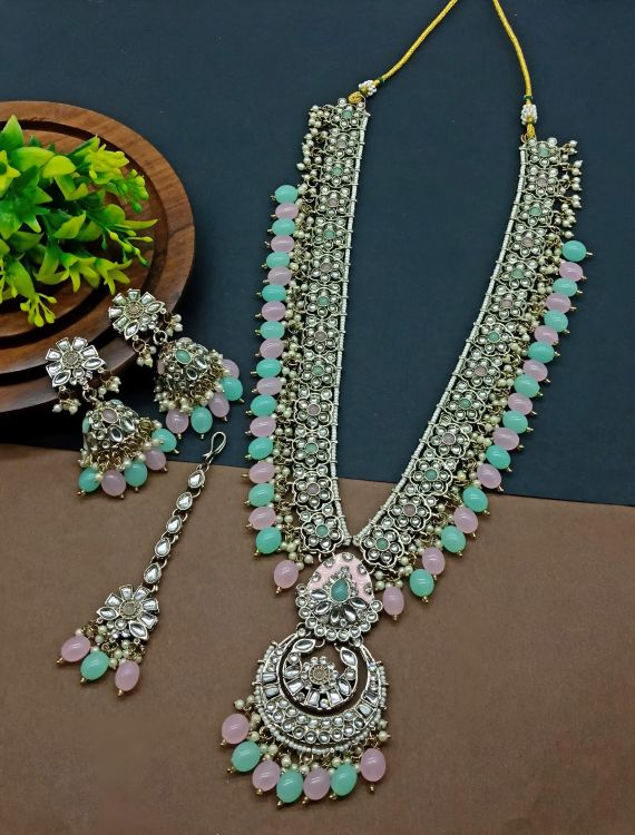 Picture of Well Formed Alloy & Stone & Moti Multi Necklace