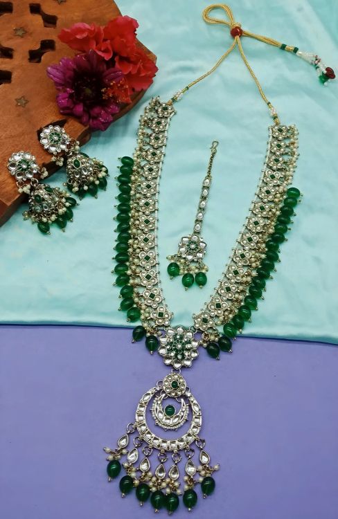 Picture of Sublime Alloy & Stone & Moti Green Necklace