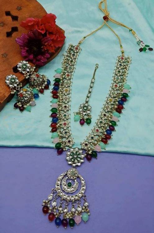 Picture of Fascinating Alloy & Stone & Moti Multi Necklace