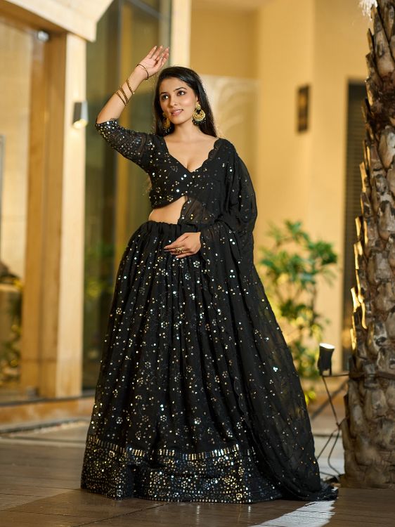 Picture of Grand Georgette Black Lehenga Choli