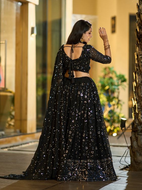 Picture of Grand Georgette Black Lehenga Choli