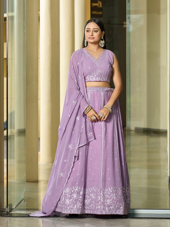 Picture of Nice Georgette Light Lavender Lehenga Choli