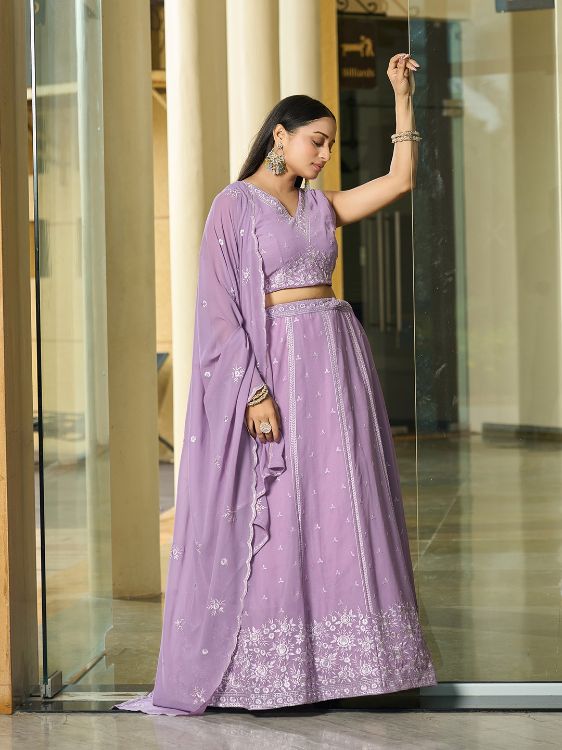 Picture of Nice Georgette Light Lavender Lehenga Choli