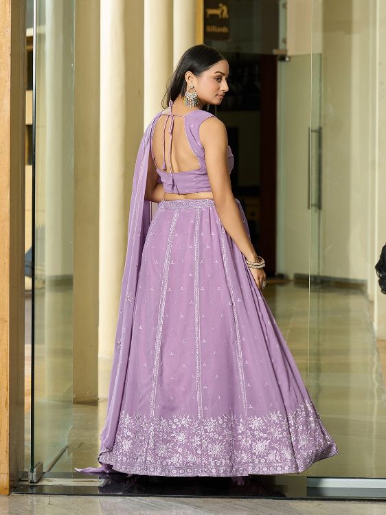 Picture of Nice Georgette Light Lavender Lehenga Choli