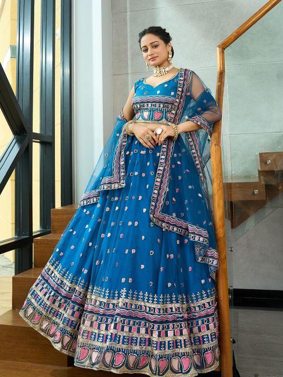 Picture of Graceful Net Teal Lehenga Choli