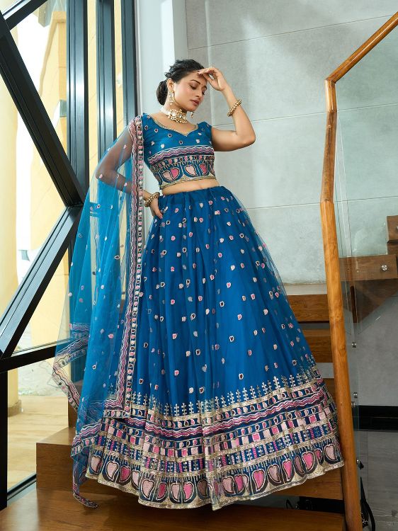 Picture of Graceful Net Teal Lehenga Choli