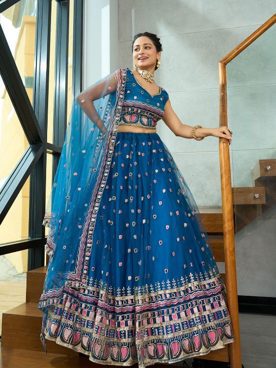 Picture of Graceful Net Teal Lehenga Choli