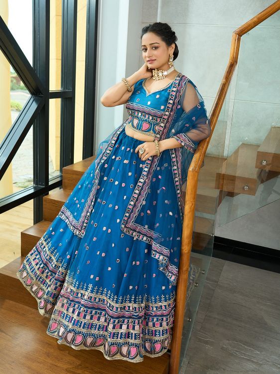 Picture of Graceful Net Teal Lehenga Choli