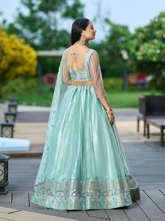 Picture of Grand Net Light Green Lehenga Choli