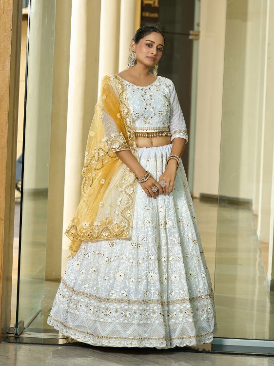 Picture of Nice Georgette White Lehenga Choli
