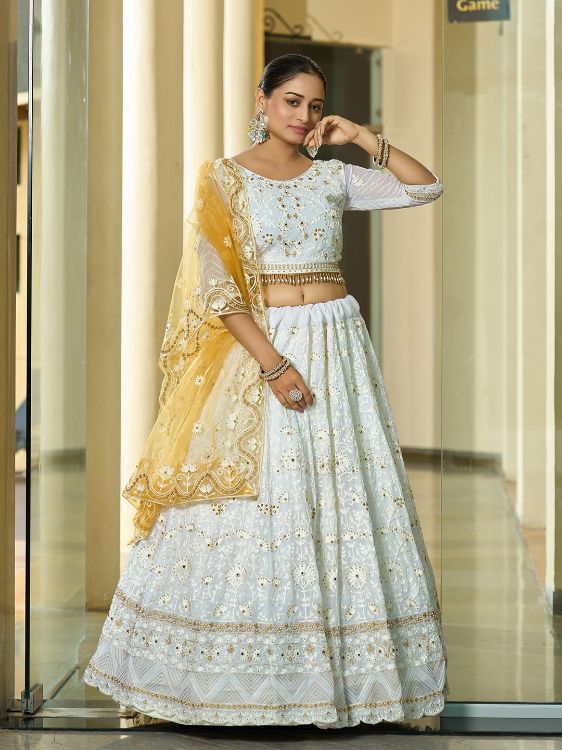 Picture of Nice Georgette White Lehenga Choli
