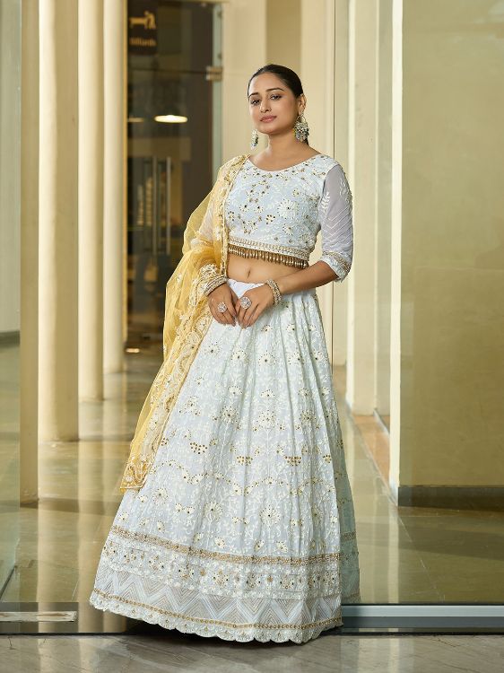 Picture of Nice Georgette White Lehenga Choli