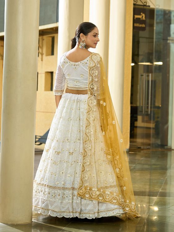 Picture of Nice Georgette White Lehenga Choli