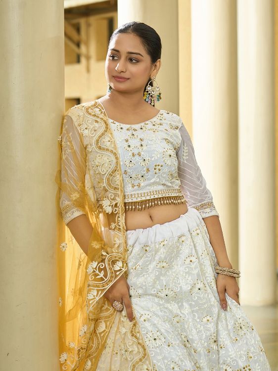 Picture of Nice Georgette White Lehenga Choli