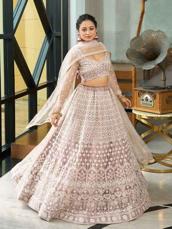Picture of Amazing Net Beige Lehenga Choli