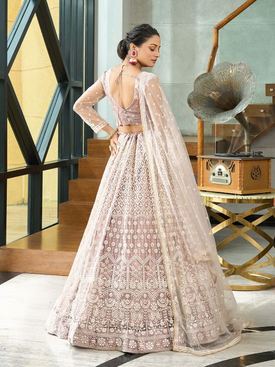 Picture of Amazing Net Beige Lehenga Choli