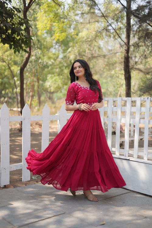 Picture of Admirable Georgette Pink Readymade Gown