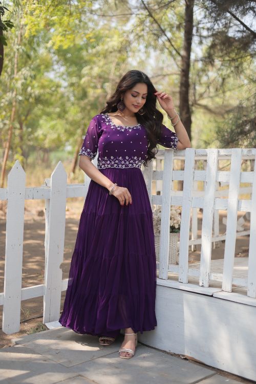 Picture of Radiant Georgette Purple Readymade Gown