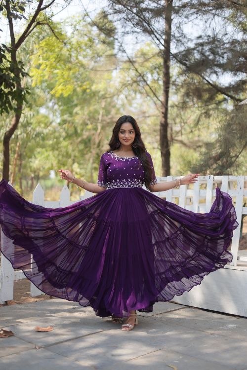 Picture of Radiant Georgette Purple Readymade Gown