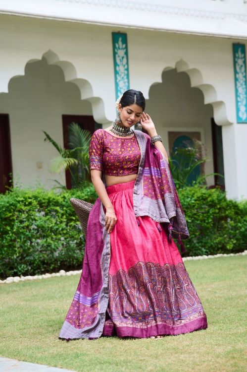 Picture of Sublime Tussar Silk Multi Lehenga Choli
