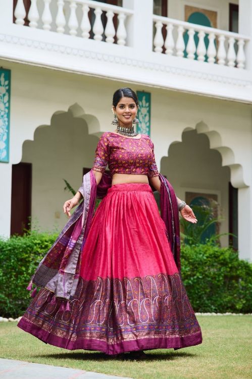 Picture of Sublime Tussar Silk Multi Lehenga Choli