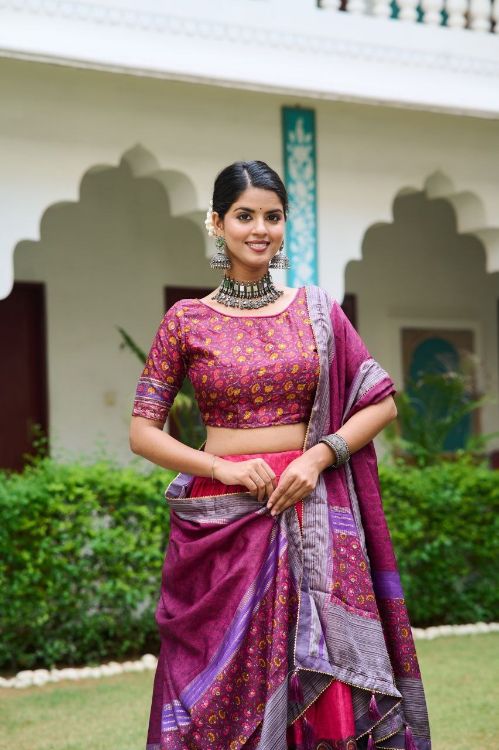 Picture of Sublime Tussar Silk Multi Lehenga Choli