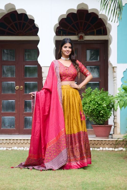 Picture of Enticing Tussar Silk Multi Lehenga Choli