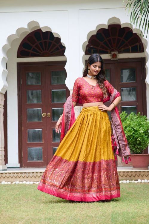 Picture of Enticing Tussar Silk Multi Lehenga Choli