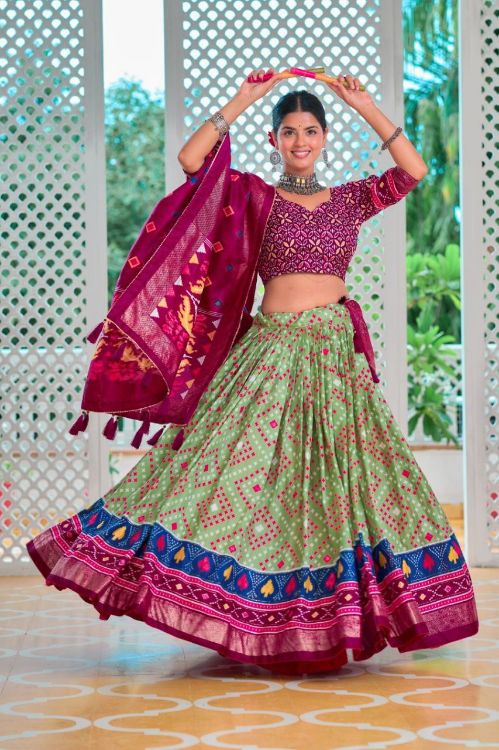 Picture of Well Formed Tussar Silk Multi Lehenga Choli