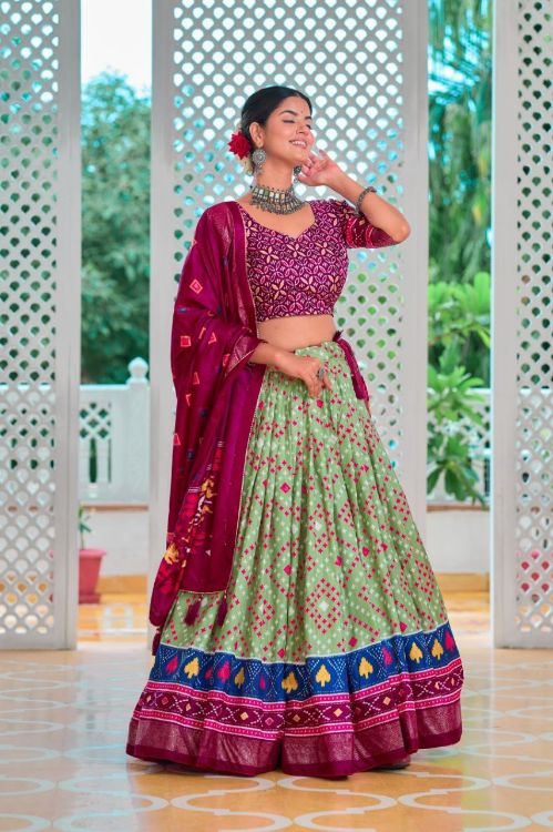 Picture of Well Formed Tussar Silk Multi Lehenga Choli