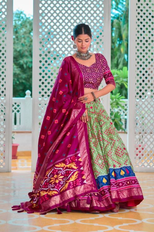 Picture of Well Formed Tussar Silk Multi Lehenga Choli
