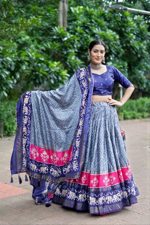 Picture of Ideal Tussar Silk Multi Lehenga Choli