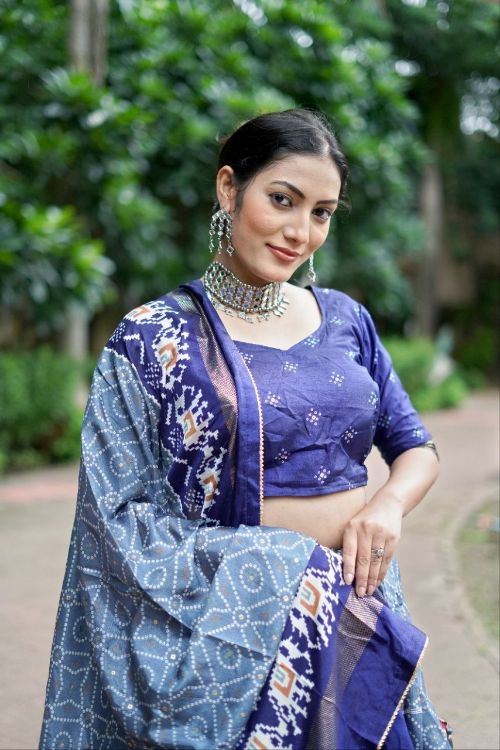 Picture of Ideal Tussar Silk Multi Lehenga Choli