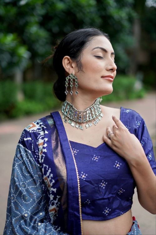 Picture of Ideal Tussar Silk Multi Lehenga Choli